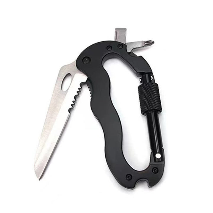 5-In-1 Multitool Folding Knife D Shape Buckle Carabiner Keychain - image 1