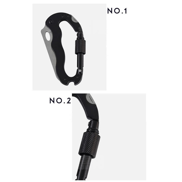 5-In-1 Multitool Folding Knife D Shape Buckle Carabiner Keychain - image 5
