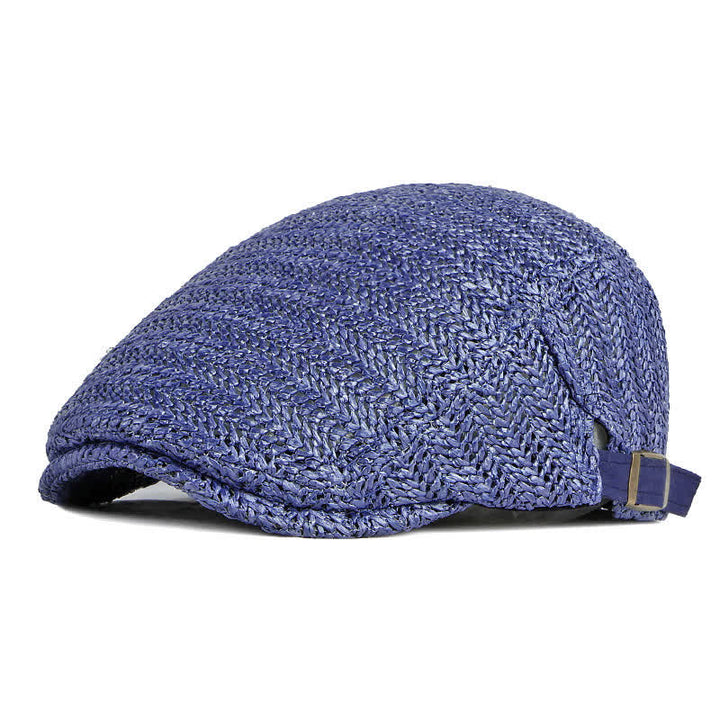 Summer Sunshade Weave Beret Cap - Blue - Adjustable (about 21 5/8"-23 5/8") - image 12