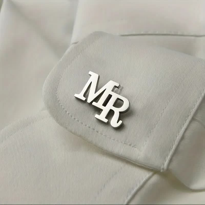 1 Pair Custom Letter Button Covers Set Suit Cufflinks - image 1