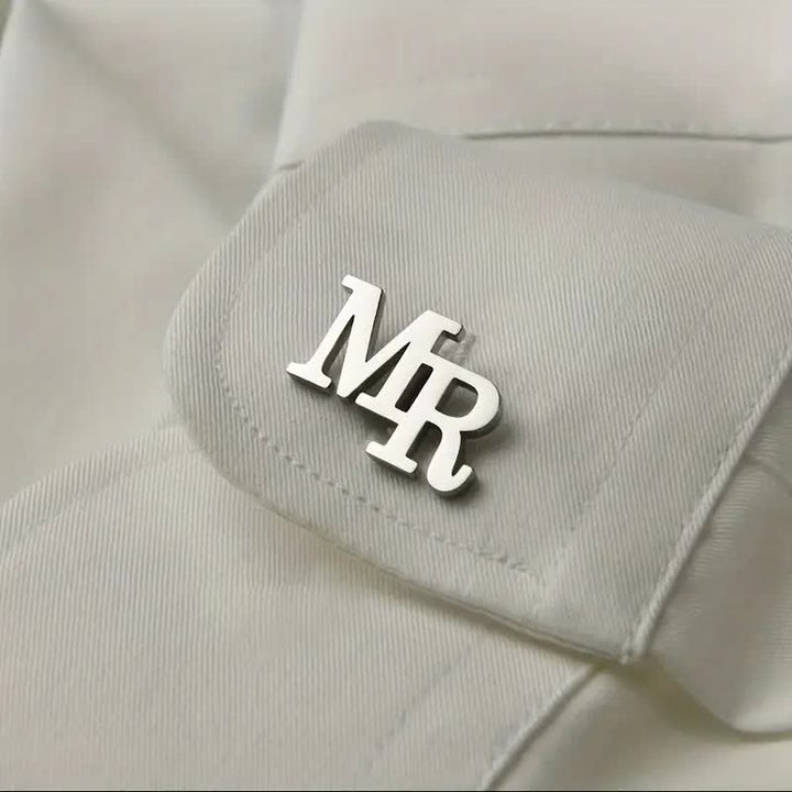 1 Pair Custom Letter Button Covers Set Suit Cufflinks - image 1