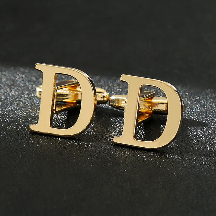 Men's 1 Pair Gold Plated Initial Letter 26 Alphabet Cufflinks - D - image 5