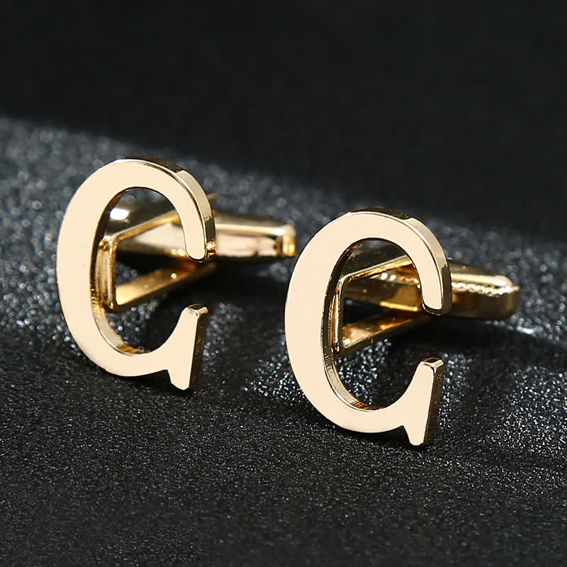 Men's 1 Pair Gold Plated Initial Letter 26 Alphabet Cufflinks - C - image 4