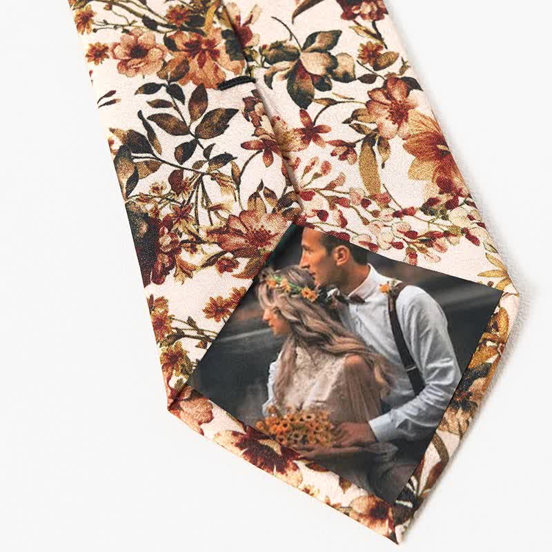 Men's Casual Orange & Ivory Flowers Necktie - image 5