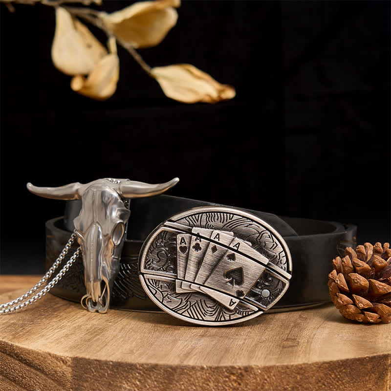 Western Gadget DIY Hidden Knife Buckle Longhorn Bull Pendant Bundle Set  - Poker - Black Embossed Eagle Belt - 40 - image 51