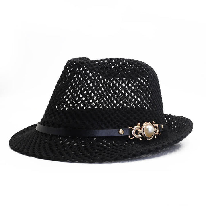Men's Knitted Mesh Breathable Panama Fedora Hat