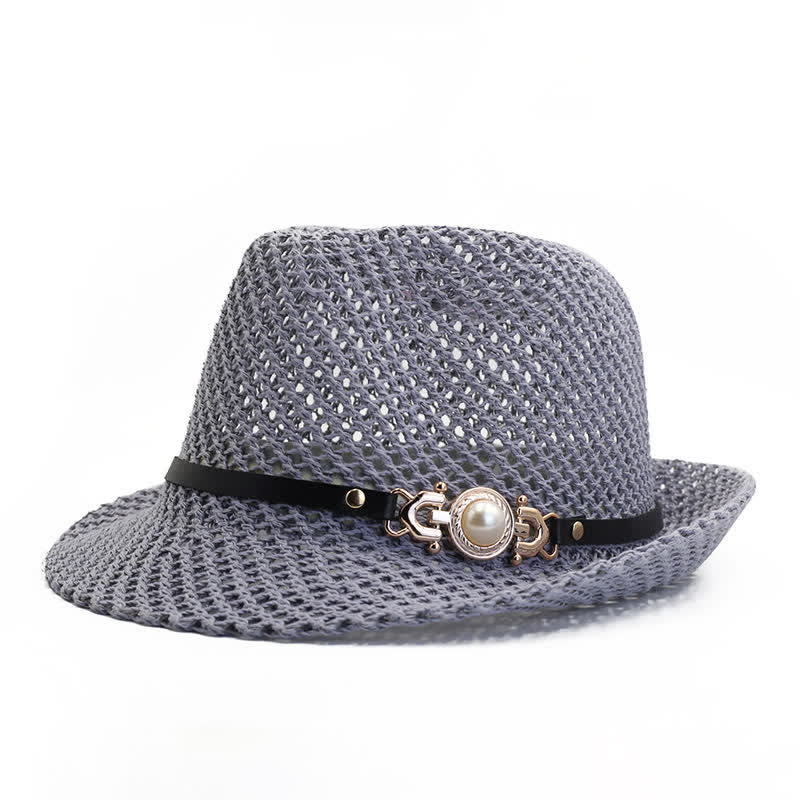 Men's Knitted Mesh Breathable Panama Fedora Hat