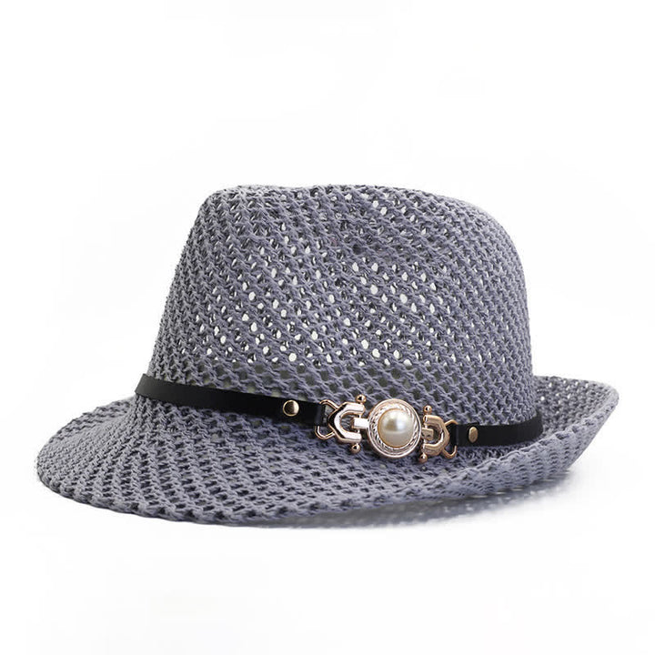 Men's Knitted Mesh Breathable Panama Fedora Hat