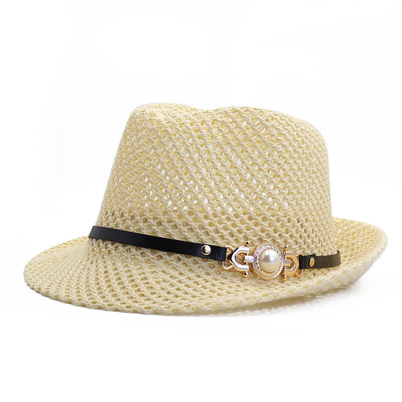 Men's Knitted Mesh Breathable Panama Fedora Hat