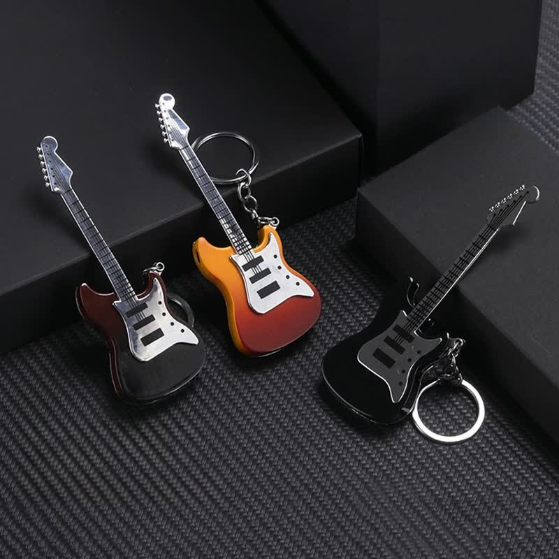 Guitar Shaped Inflatable Butane Lighter Keychain