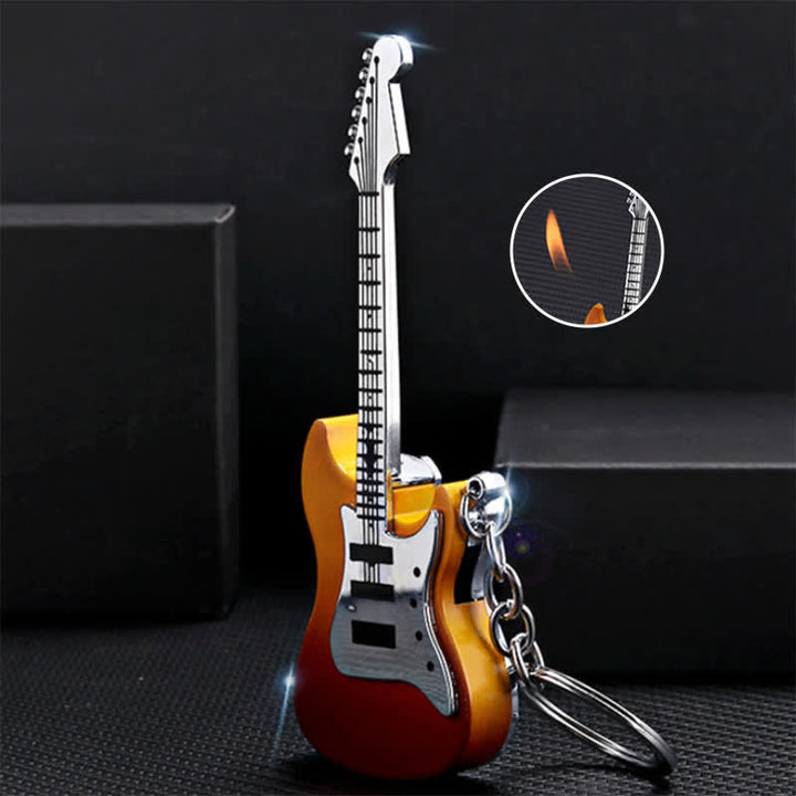 Guitar Shaped Inflatable Butane Lighter Keychain