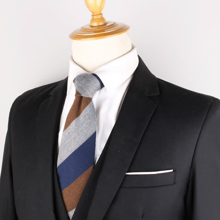 Men's British Soft Wool-like Striped Necktie - image 1