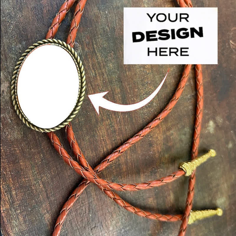 Funny Custom Photo Brown Leather Bolo Tie - Brown - image 1
