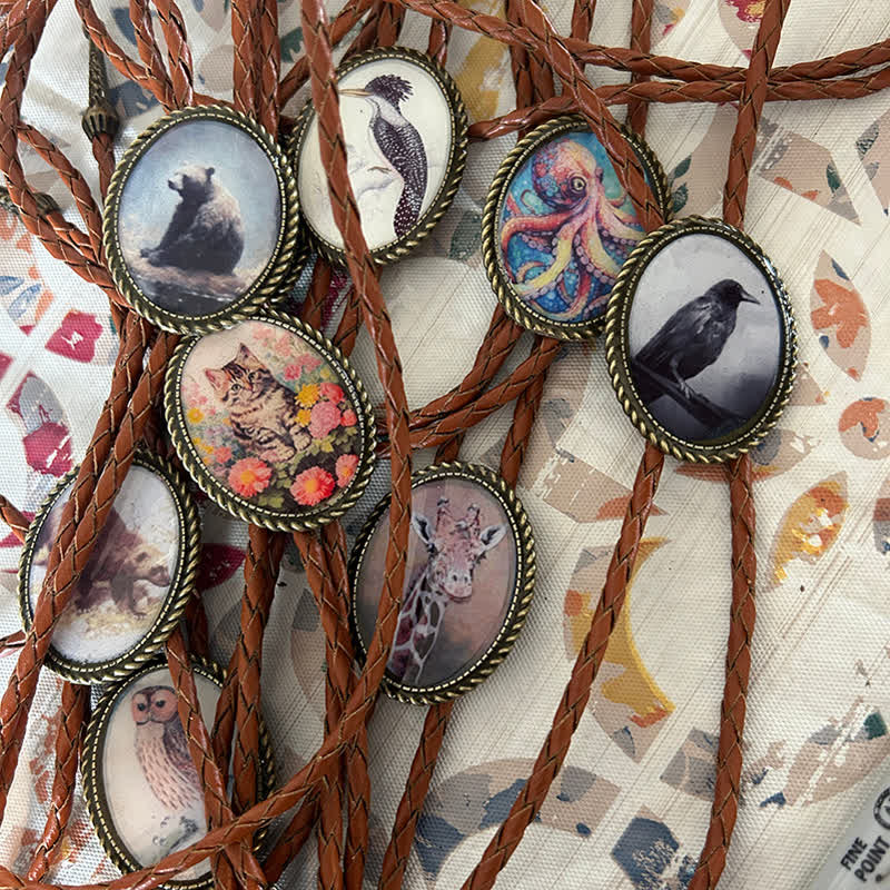 Funny Custom Photo Brown Leather Bolo Tie - image 2