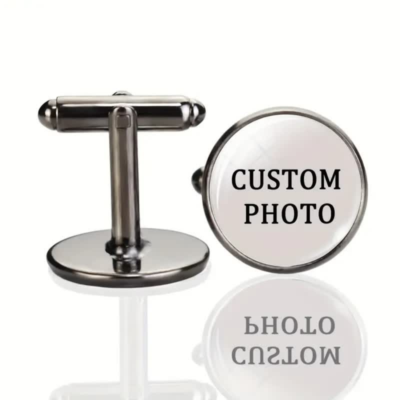 1 Pair Custom Your Photo Creative Memorial Cufflinks - Gray - image 5