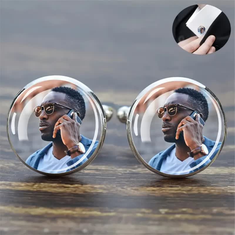 1 Pair Custom Your Photo Creative Memorial Cufflinks - image 1