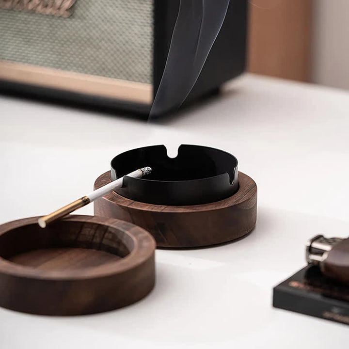 Personalized Custom Handmade Wooden Ashtray With Lid - Black - image 2