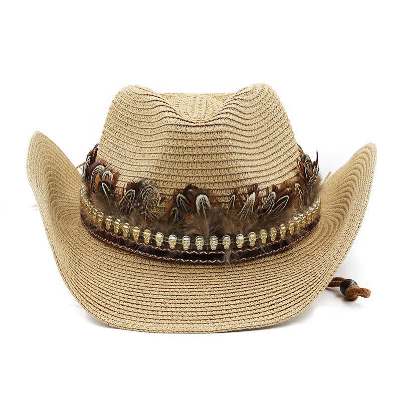 Summer Feather Band Classic Straw Cowboy Hat - image 1