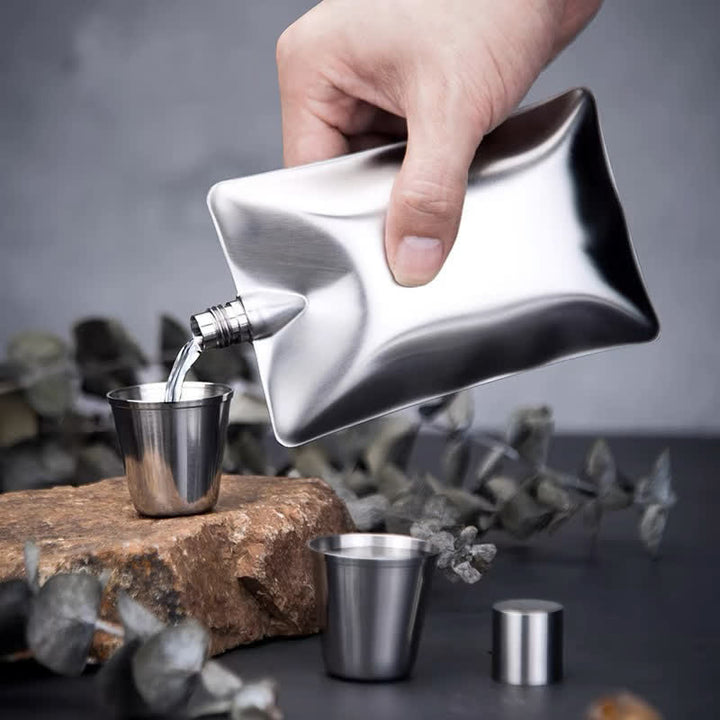 6 oz Irregular Creative Stainless Steel Wavy Portable Flask