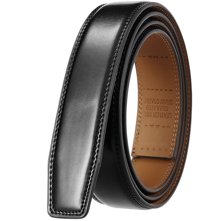 Black Square Shape Automatic Buckle Leather Belt - Coffee Buckle - Black Belt - 46 - image 10