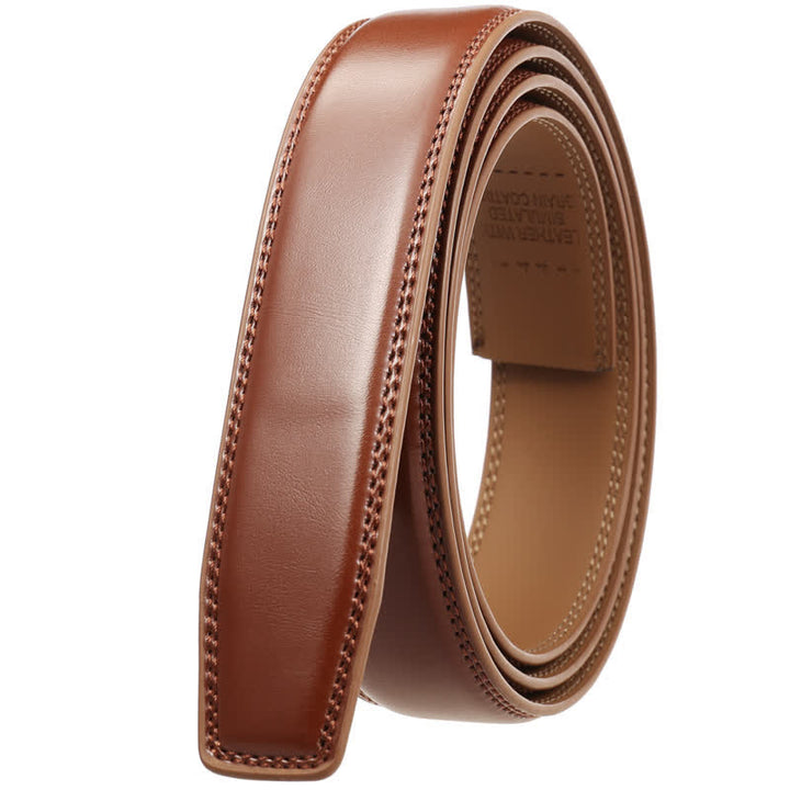Black Square Shape Automatic Buckle Leather Belt - Coffee Buckle - Yellowish-Brown Belt - 46 - image 8