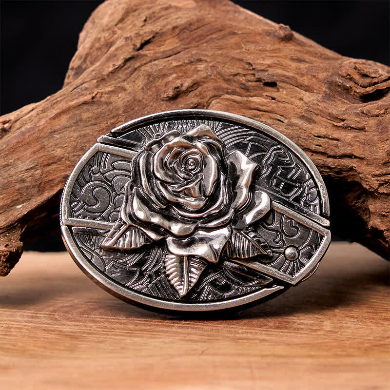 Men's DIY Western Rose Hidden Folding Knife Leather Belt - Western Rose - Without Belt - Not Included Belt - image 0