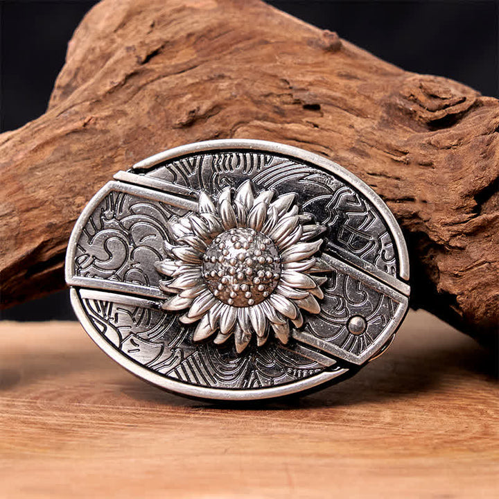 Men's DIY Sunflower Hidden Folding Knife Leather Belt - Sunflower - Without Belt - Not Included Belt - image 0