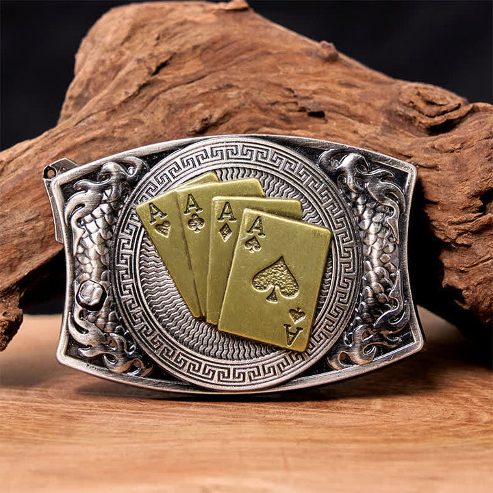 Men's DIY Gold Poker Hidden Folding Knife Leather Belt - Gold Poker - Without Belt - Not Included Belt - image 0