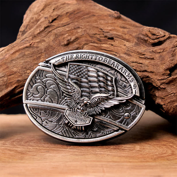 Men's DIY Eagle USA Flag Hidden Folding Knife Leather Belt - Eagle - Without Belt - Not Included Belt - image 0