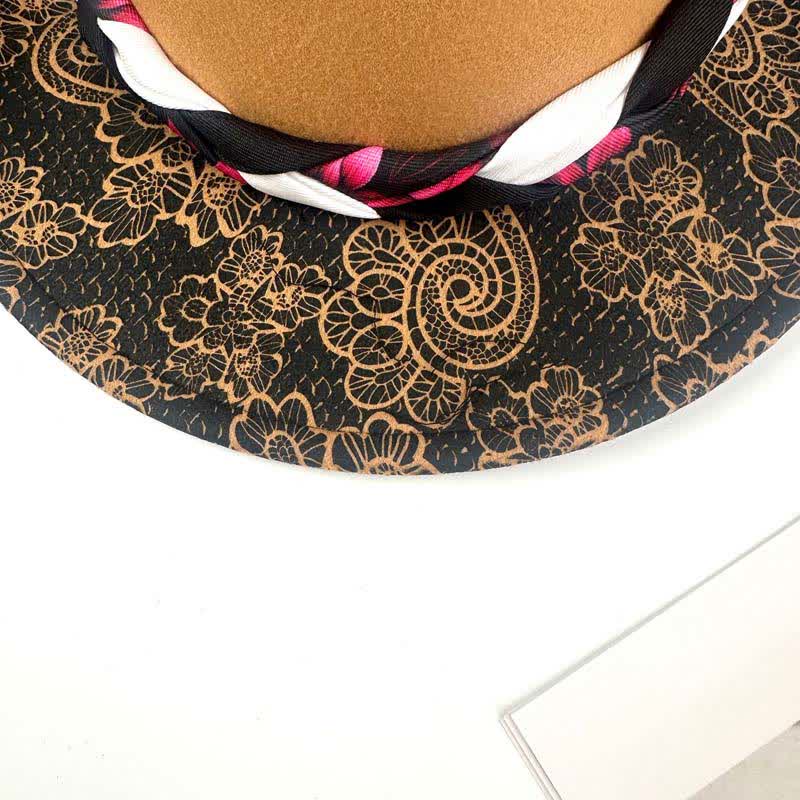 Two Tone Daisy Feather Decor Ethnic Strap Cowboy Hat - image 4