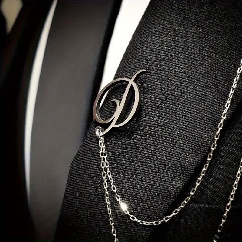 Stylish Custom Initial Letters Brooch with Chain (PRE-SALE)  - image 2