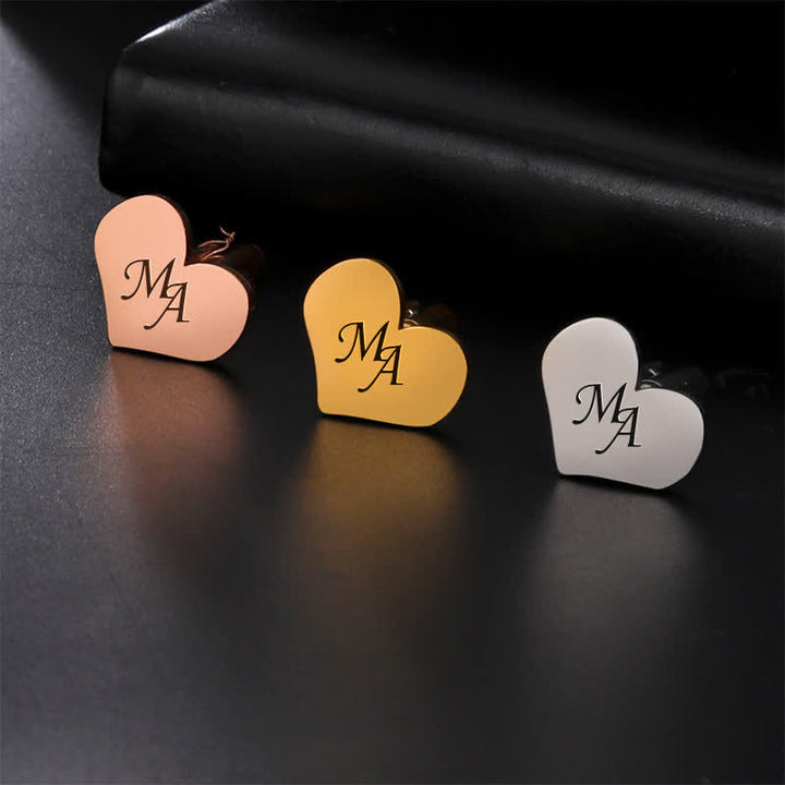 1 Pair Laser Custom Letter Square Round Heart Shape Suit Cufflinks - image 0