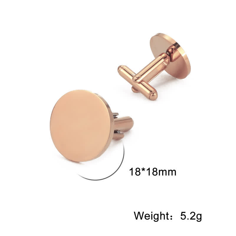 1 Pair Laser Custom Letter Square Round Heart Shape Suit Cufflinks - Round - Rose Gold - image 9