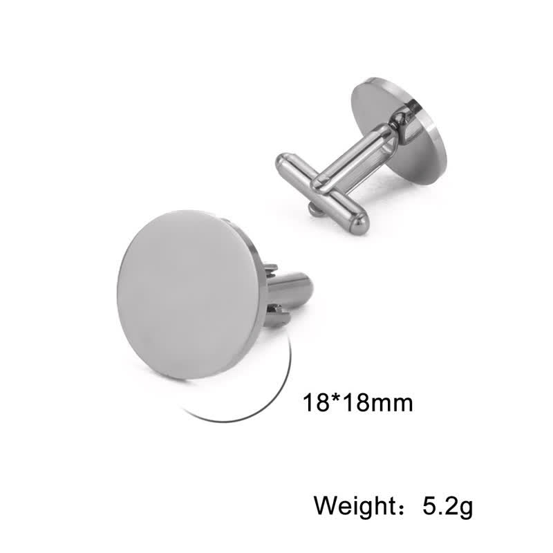1 Pair Laser Custom Letter Square Round Heart Shape Suit Cufflinks - Round - Silver - image 8