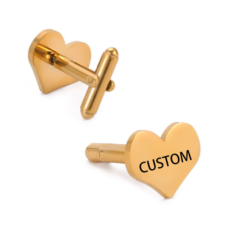 1 Pair Laser Custom Letter Square Round Heart Shape Suit Cufflinks - image 3