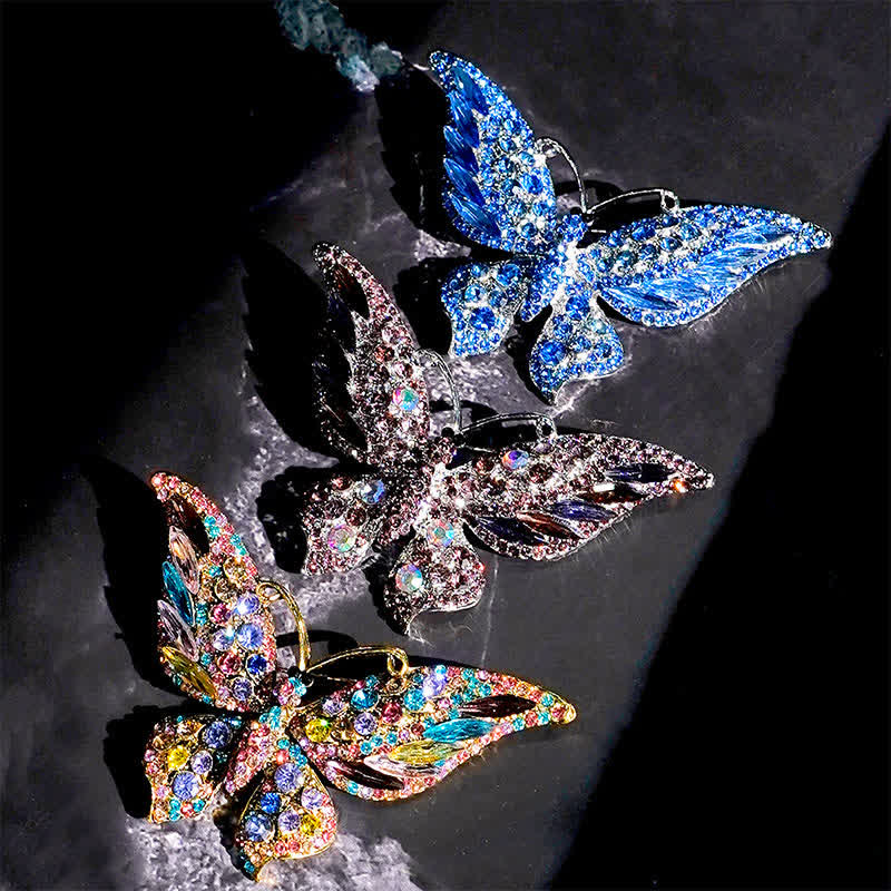 Women's Vintage Butterfly Crystal Brooch - image 1
