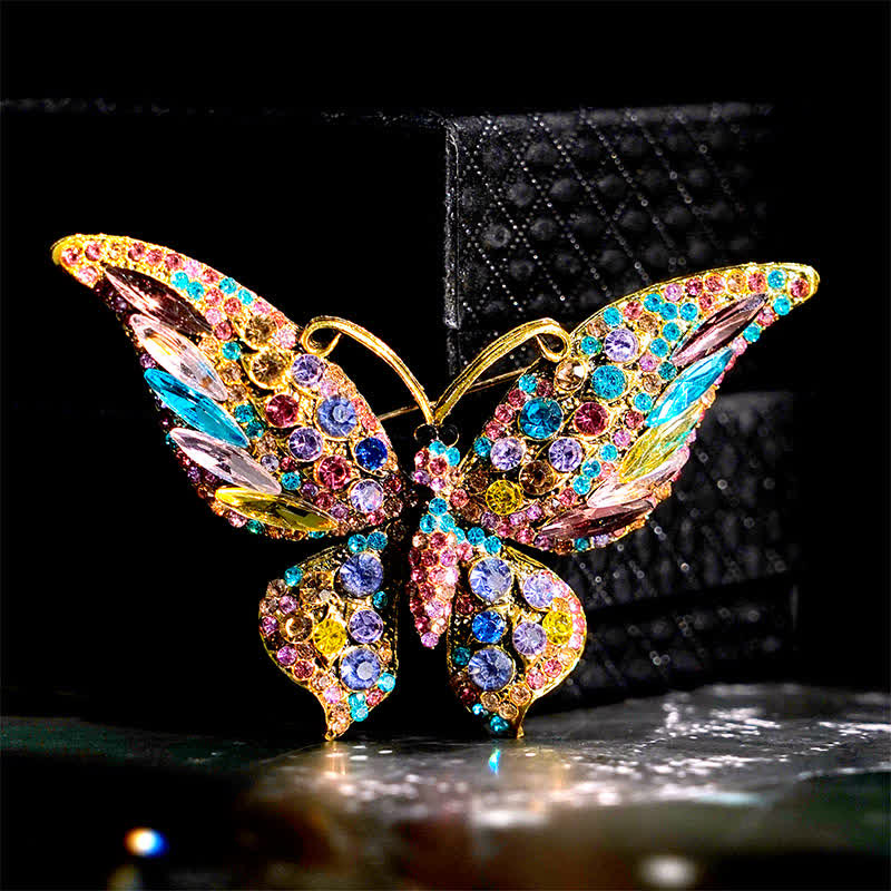 Women's Vintage Butterfly Crystal Brooch - Colored - image 0