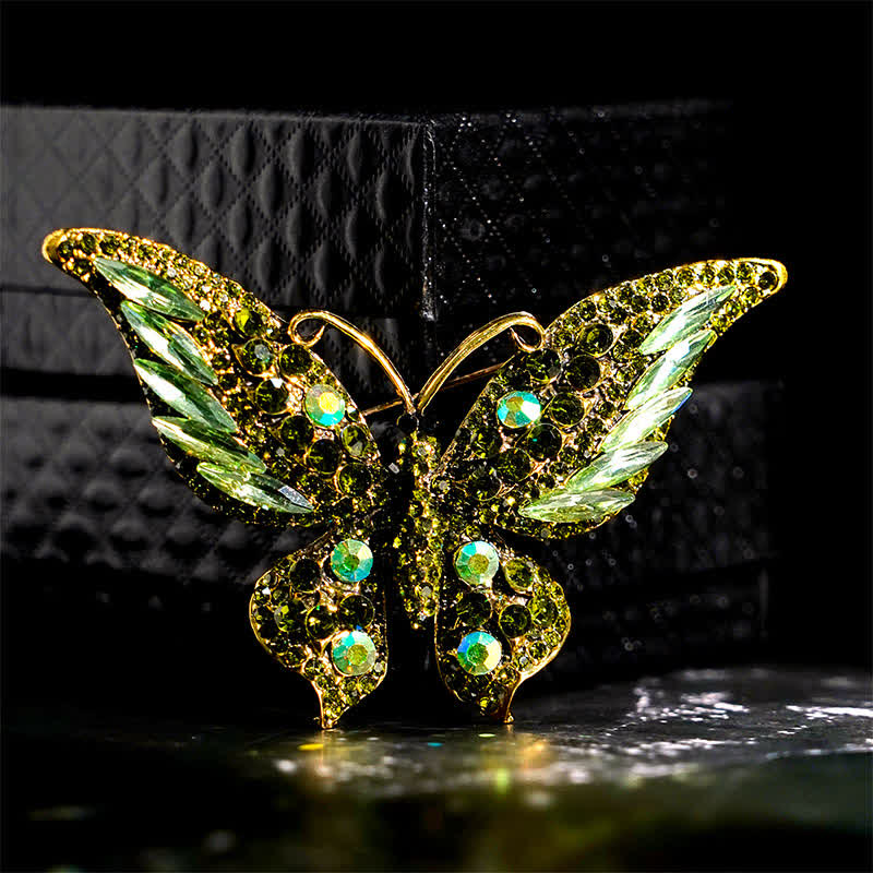 Women's Vintage Butterfly Crystal Brooch - Green - image 5