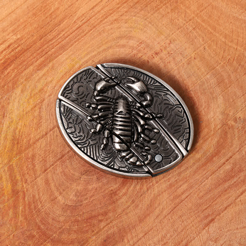 Men's DIY Scorpion Hidden Folding Knife Leather Belt - image 2