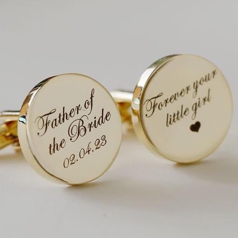 1 Pair Laser Engraved Custom Round Shape Suit Cufflinks - image 0