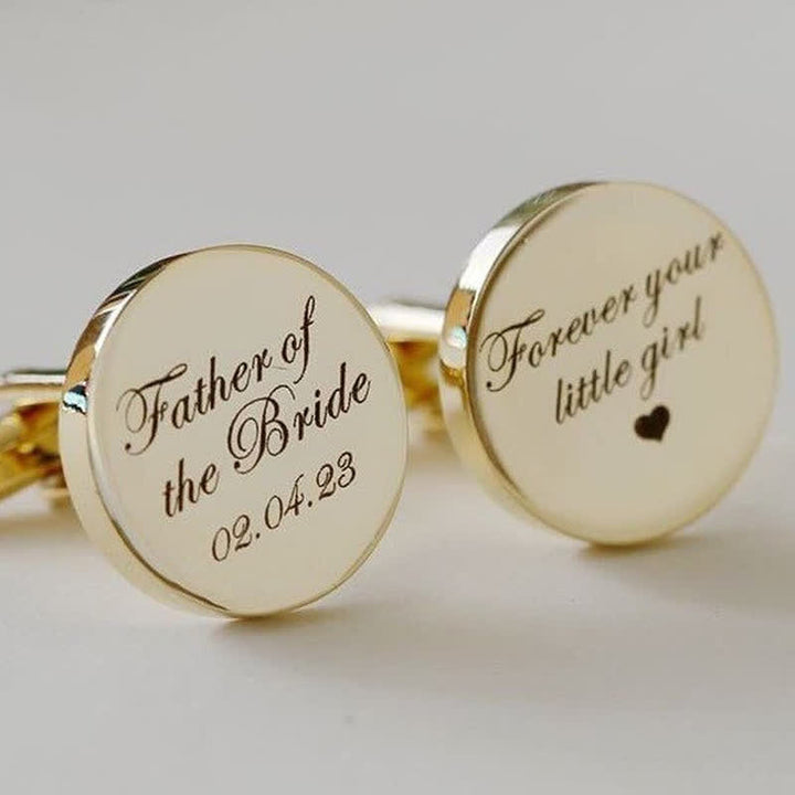 1 Pair Laser Engraved Custom Round Shape Suit Cufflinks - image 0