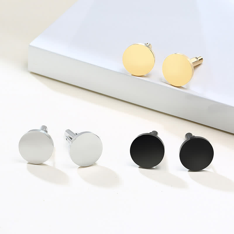 1 Pair Laser Engraved Custom Round Shape Suit Cufflinks - image 7