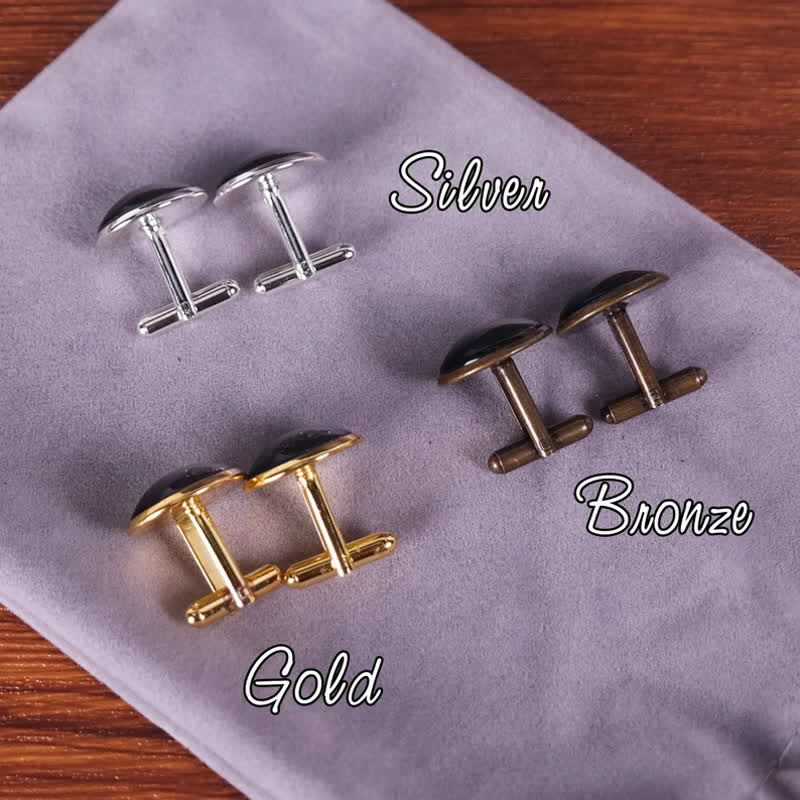 1 Pair Custom Photo & Name Round Shape Suit Cufflinks - Bronze - image 2