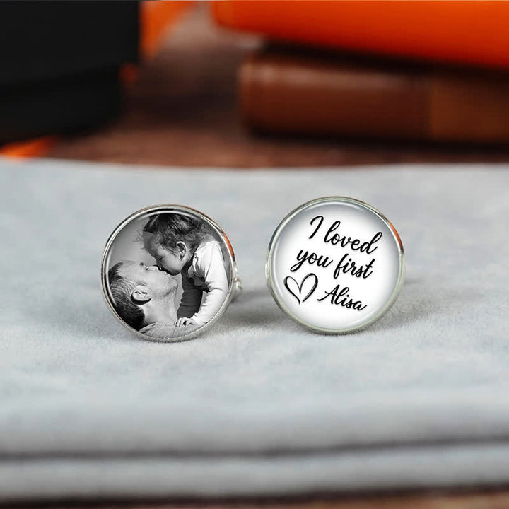 1 Pair Custom Photo & Name Round Shape Suit Cufflinks - image 0