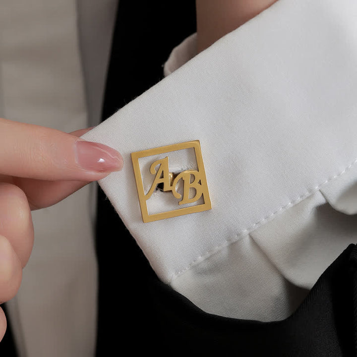 1 Pair Square Custom Letter Hollow Suit Cufflinks - image 0