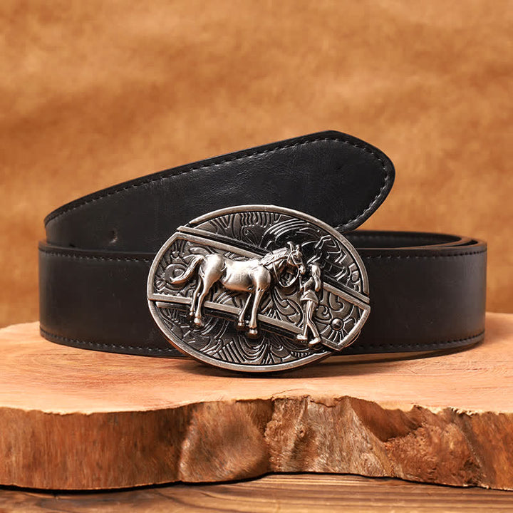 Men's DIY Cowgirl Hidden Folding Knife Leather Belt - Cowgirl - Black PU Belt - 42 - image 4