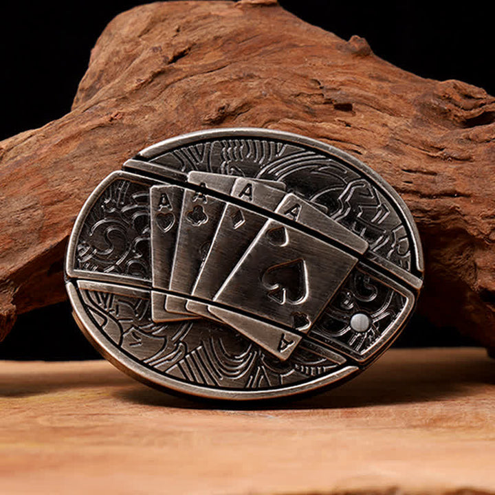 Men's DIY Poker 4 Ace Hidden Folding Knife Leather Belt - Poker 4 Ace - Without Belt - Not Included Belt - image 0