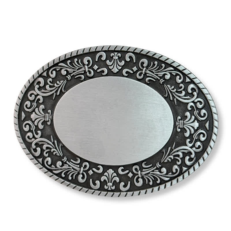 Round Custom Engraved Name Monogram DIY Buckle Leather Belt - Silver - Without Belt - Not Included Belt - image 2