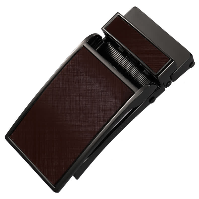 Black Square Shape Automatic Buckle Leather Belt - Coffee Buckle - Without Belt - Not Included Belt - image 2