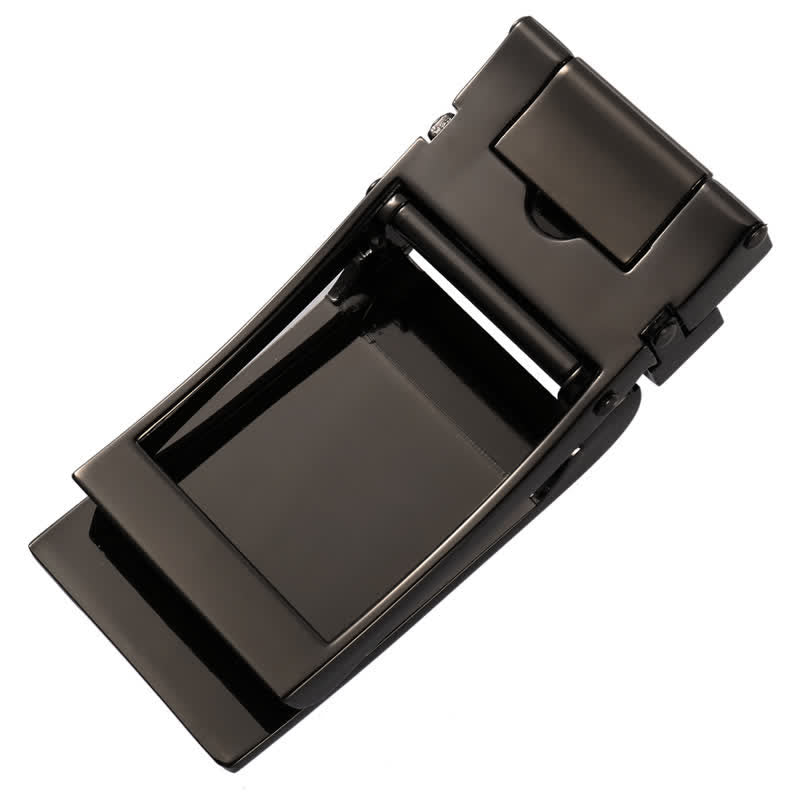 Black Square Shape Automatic Buckle Leather Belt - image 3